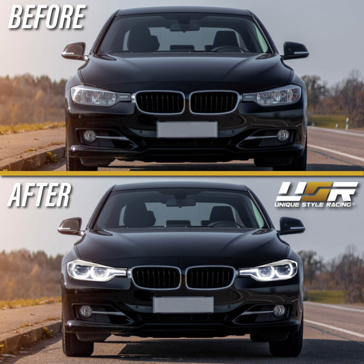 2012 - 2018 BMW F30 / F31 3 Series 4D Sedan / 5D Wagon LCI Style Angel Eye Halo Rings Full LED Headlight Upgrade