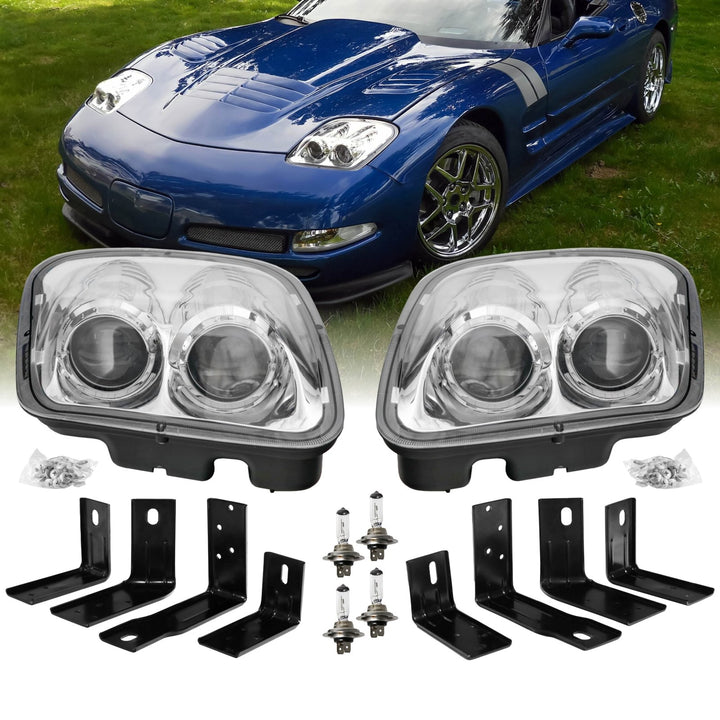 1997 - 2004 Chevrolet Corvette C5 Black OR Chrome Housing Projector Headlights