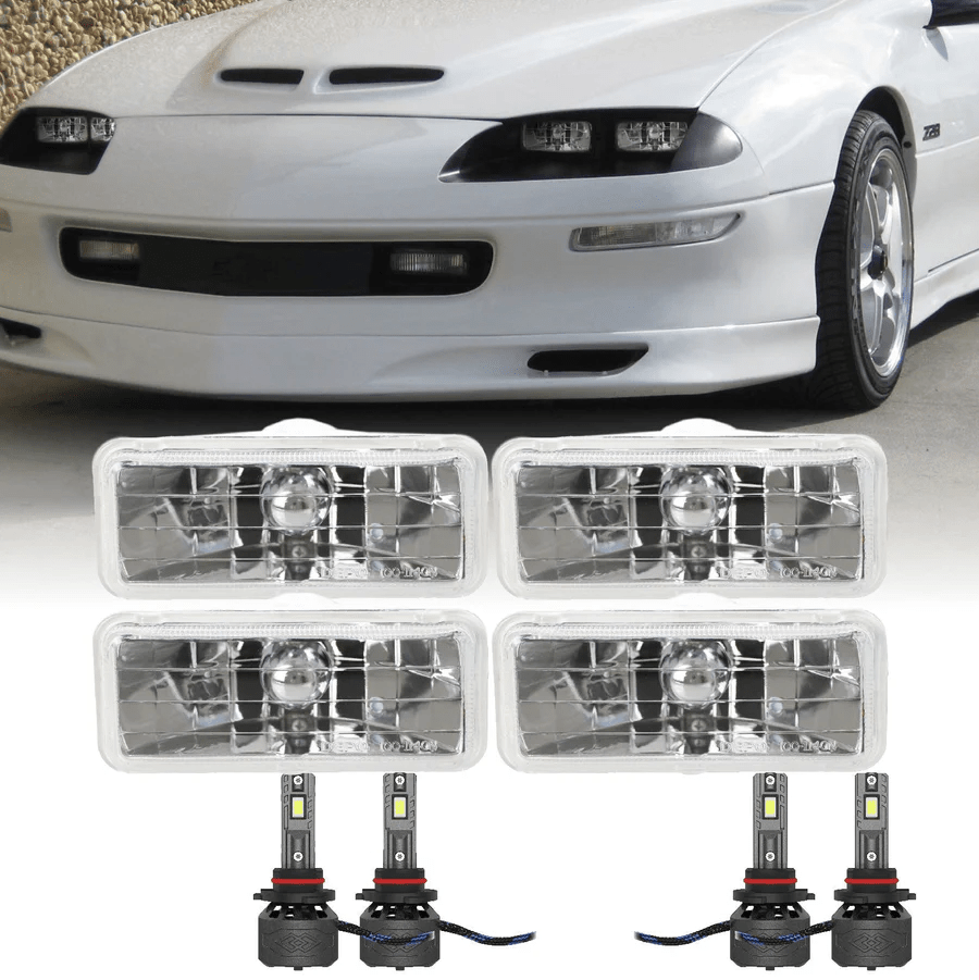 1993 - 1997 Chevy Chevrolet Camaro Euro Crystal Clear Headlight with Wiring + Halogen Bulbs