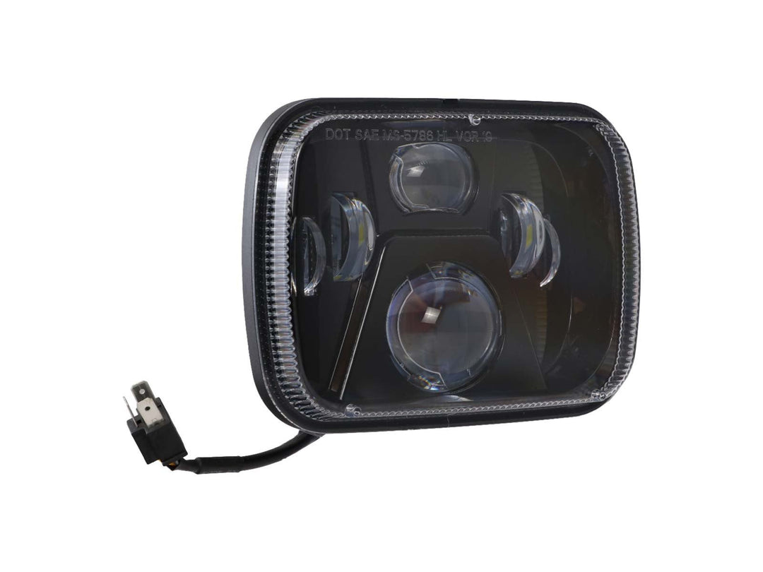 1997 - 2001 Jeep Cherokee XJ 7x6 H6054 / H6052 Black Housing LED Projector Sealed Beam Headlight