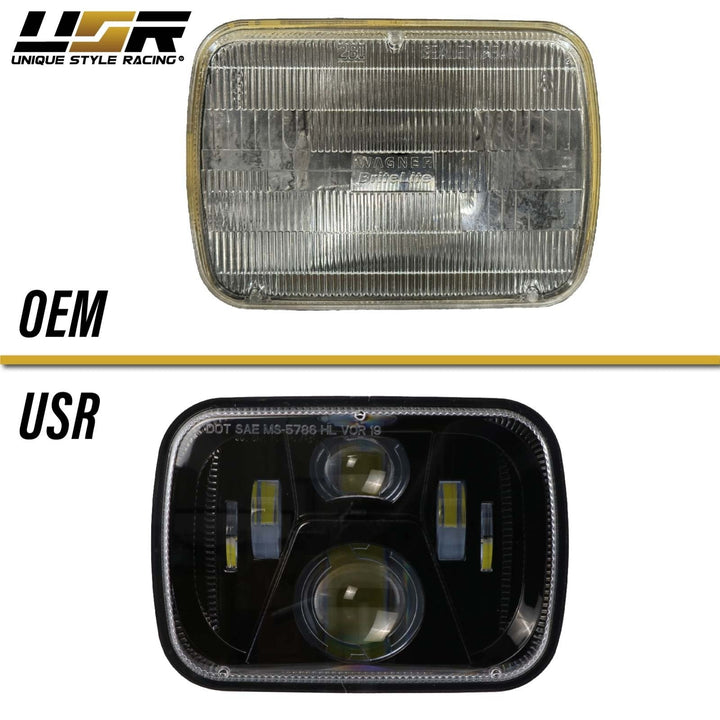 1987 - 1992 Toyota Supra Mk.3 III 7x6 H6054 / H6052 Black Housing LED Projector Sealed Beam Headlights