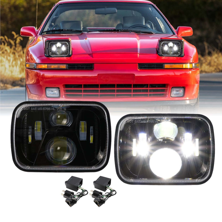 1987 - 1992 Toyota Supra Mk.3 III 7x6 H6054 / H6052 Black Housing LED Projector Sealed Beam Headlights