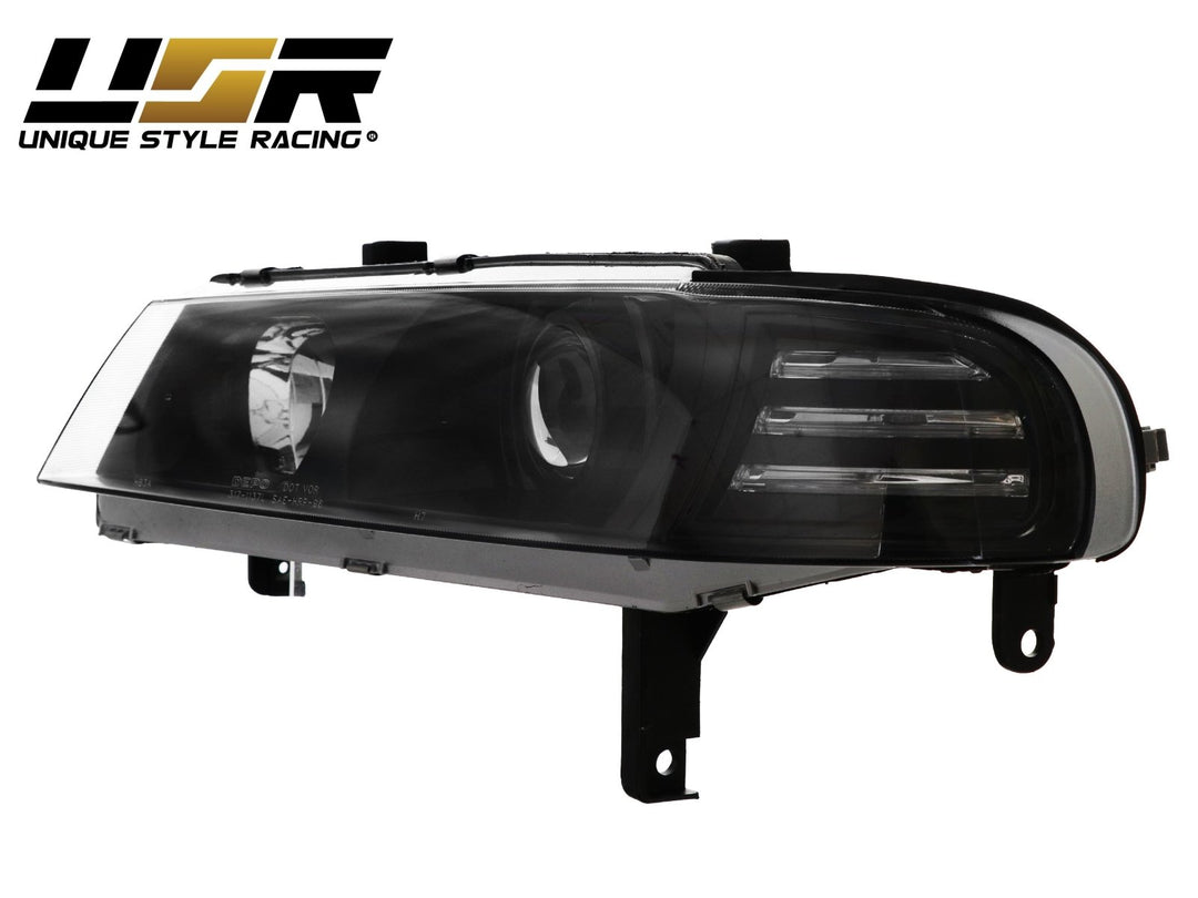 1992 - 1996 Honda Prelude JDM Black Projector Headlight with Corner Light