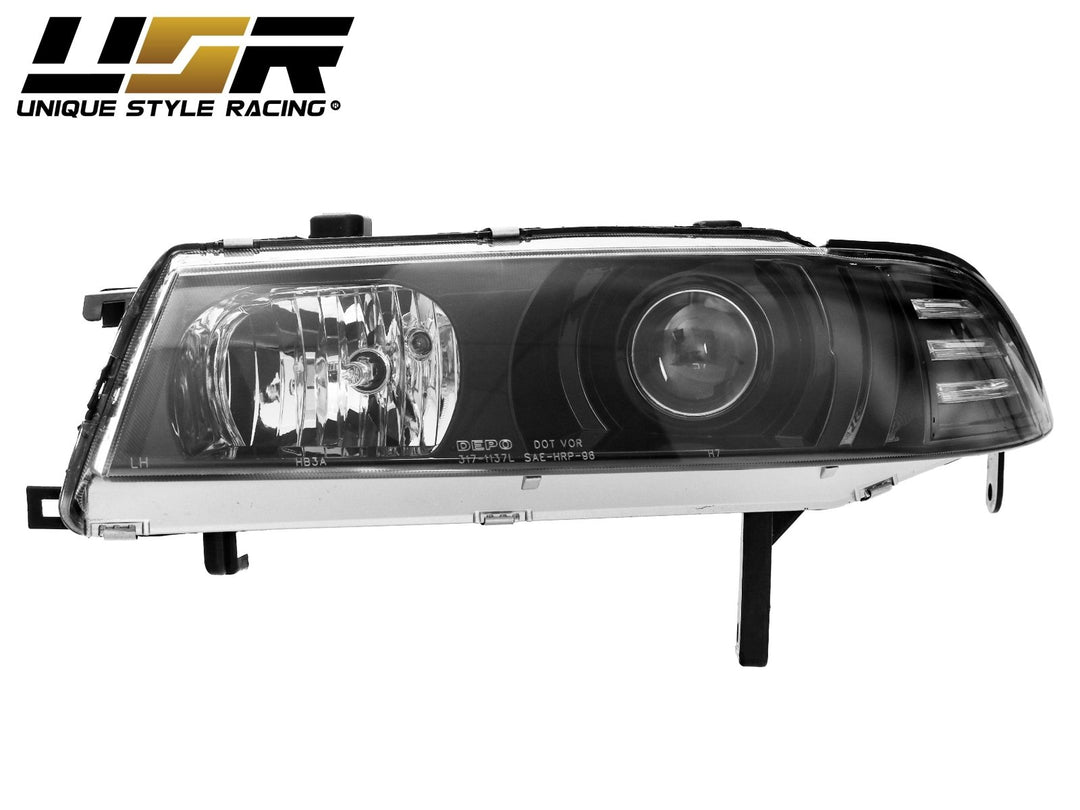 1992 - 1996 Honda Prelude JDM Black Projector Headlight with Corner Light