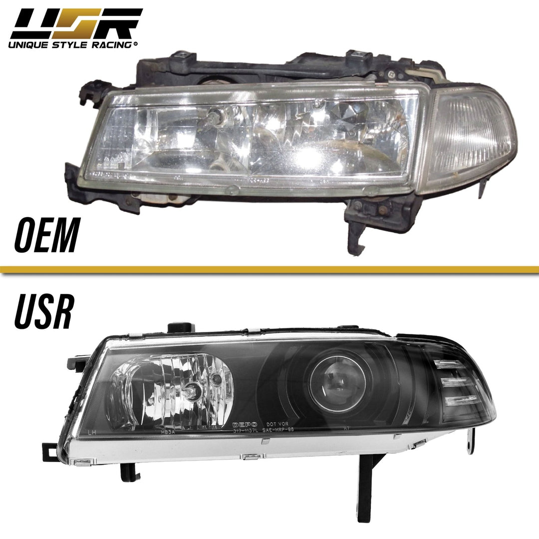 1992 - 1996 Honda Prelude JDM Black Projector Headlight with Corner Light