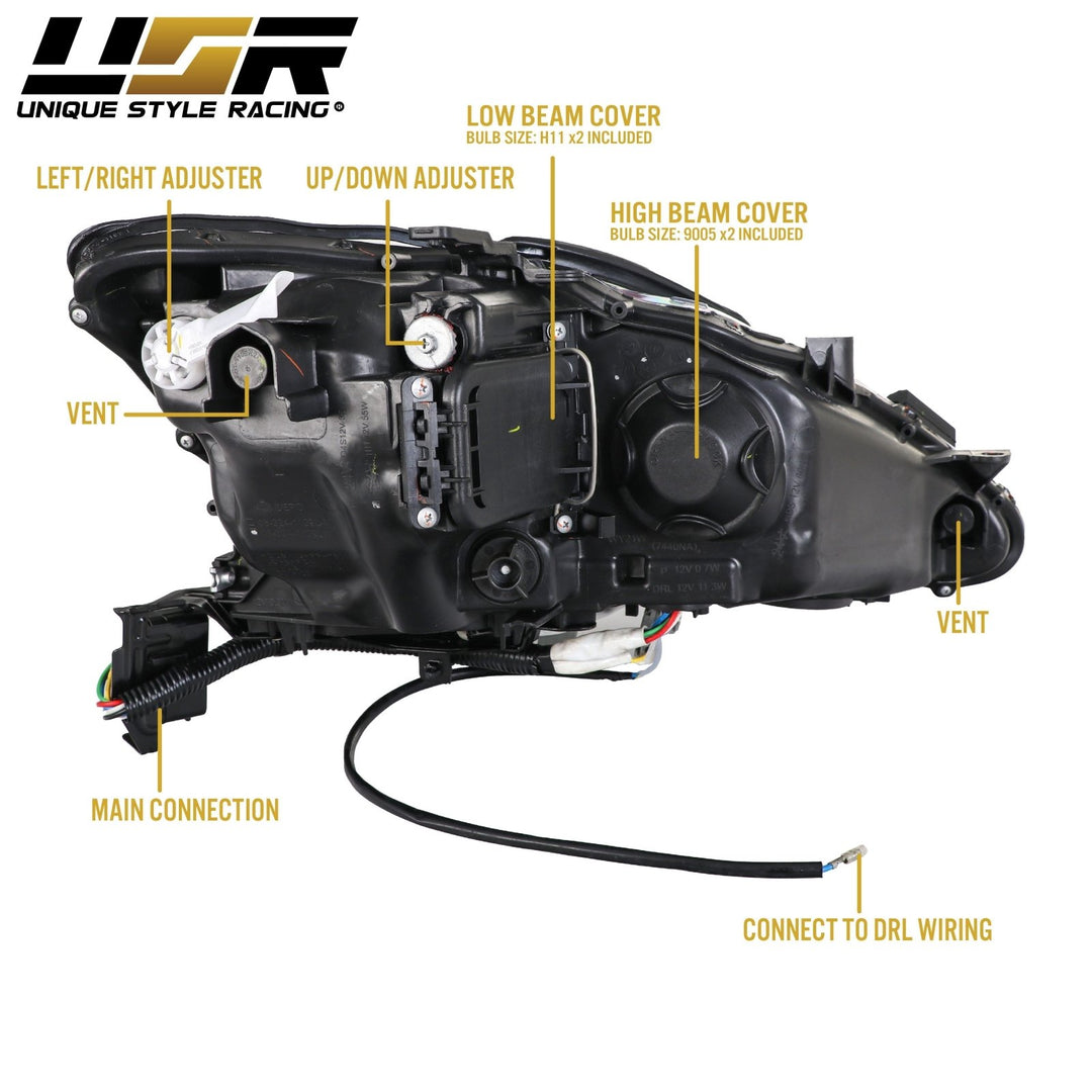 2006 - 2013 Lexus IS250 IS350 ISF USR Edition Daytime Visible DRL LED Check Mark Black Projector Headlight