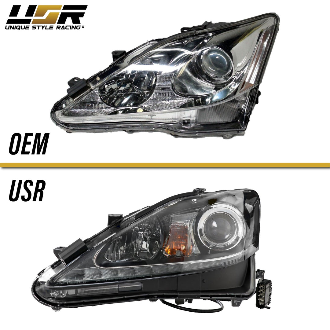 2006 - 2013 Lexus IS250 IS350 ISF USR Edition Daytime Visible DRL LED Check Mark Black Projector Headlight