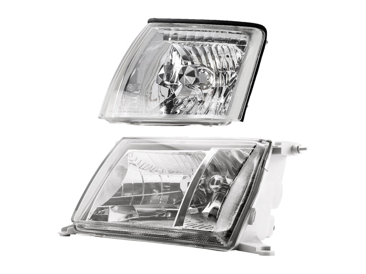 1995-1997 Lexus LS400 JDM Style Glass Clear Lens Headlights + Matching Corner Lights