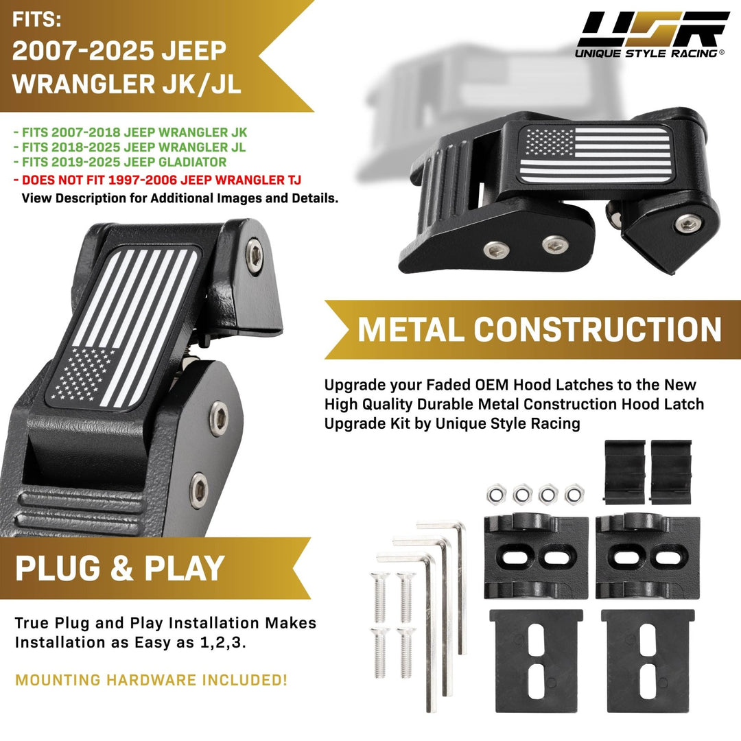 2007 - 2025 Jeep Wrangler JL & JK / Gladiator JT Metal Construct Hood Latch Locking Catch Buckle