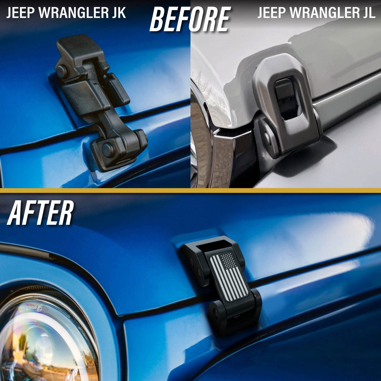 2007-2025 Jeep Wrangler JL & JK / Gladiator JT Metal Construct Hood Latch  Locking Catch Buckle