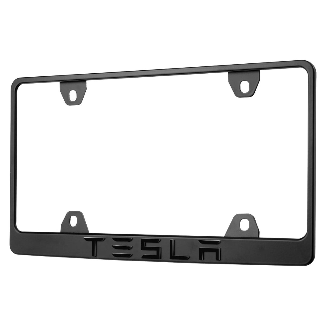 2020 - 2025 Tesla Model Y Stealth Black Powder Coat License Plate Frame with 3D Raised Letters