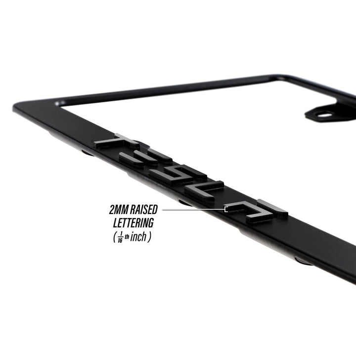 2020 - 2025 Tesla Model Y Stealth Black Powder Coat License Plate Frame with 3D Raised Letters