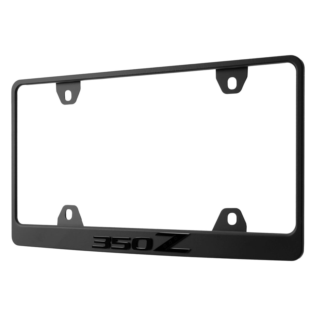 Nissan 350Z Stealth Black Powder Coat License Plate Frame with 3D Raised Letters