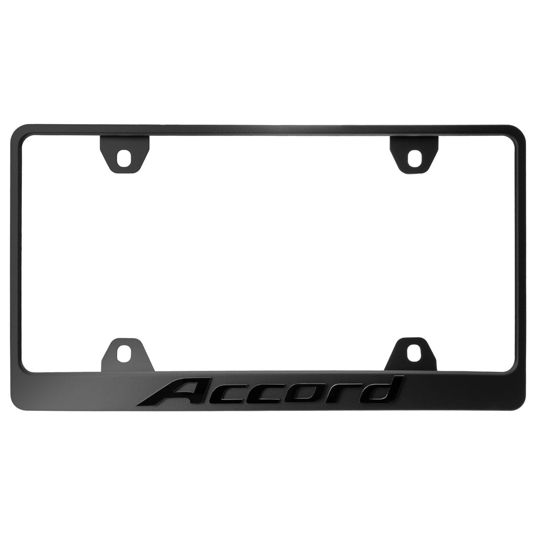 Honda Accord Stealth Black Powder Coat License Plate Frame with 3D Raised Letters