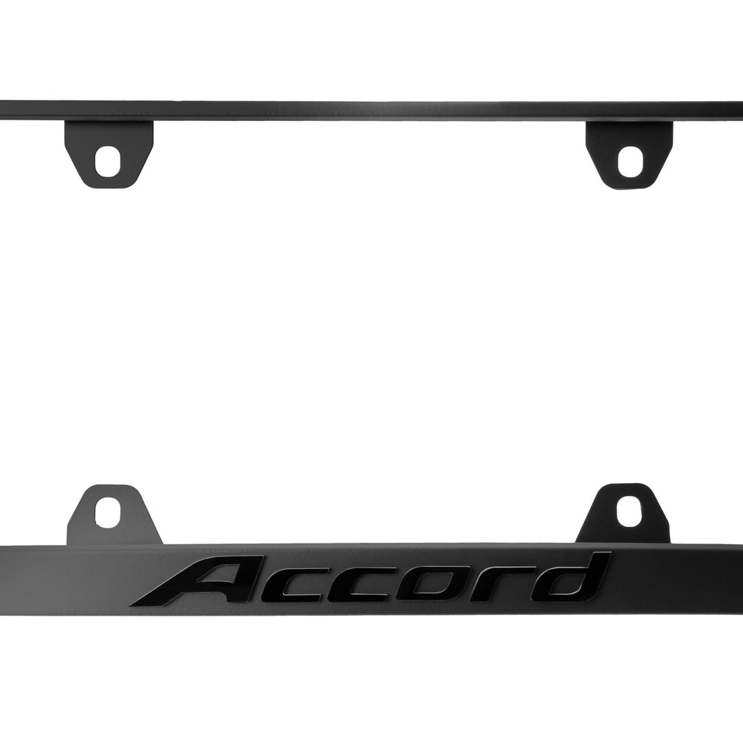 Honda Accord Stealth Black Powder Coat License Plate Frame with 3D Raised Letters