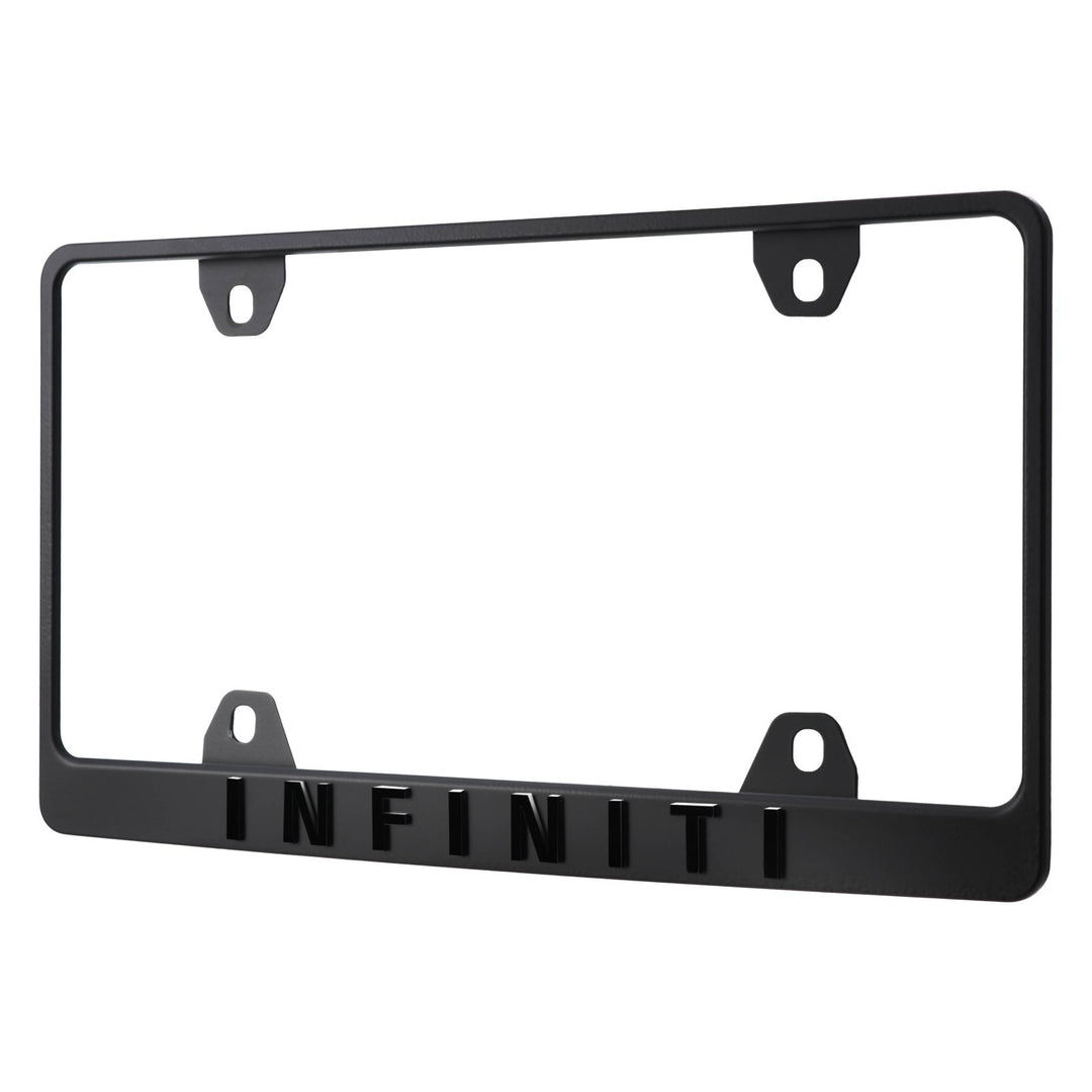 Infiniti Stealth Black Powder Coat License Plate Frame with 3D Raised Letters