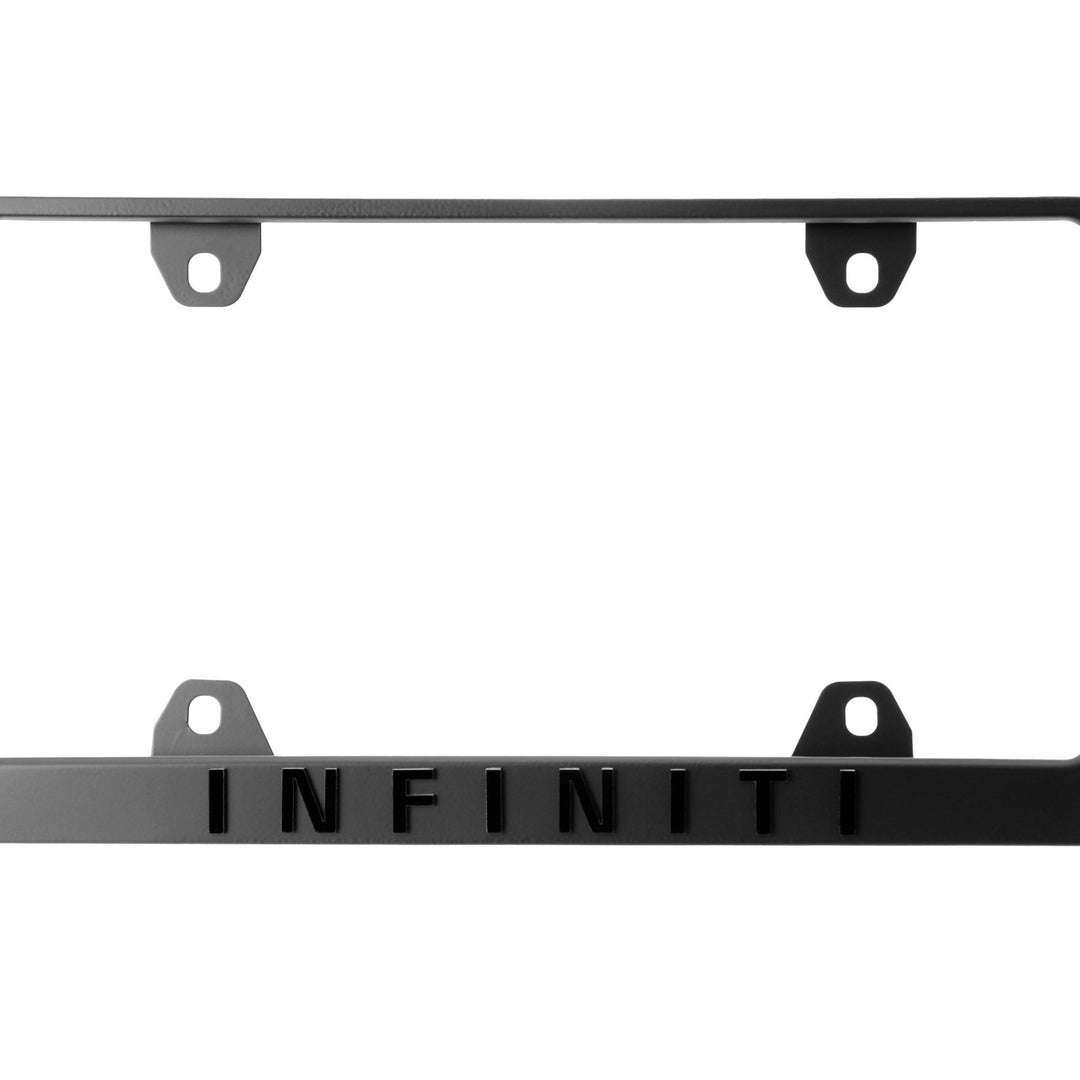 Infiniti Stealth Black Powder Coat License Plate Frame with 3D Raised Letters