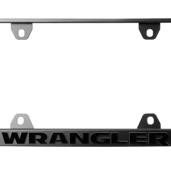 1987 - 2025 Jeep Wrangler SUV Stealth Black Powder Coat License Plate Frame with 3D Raised Letters