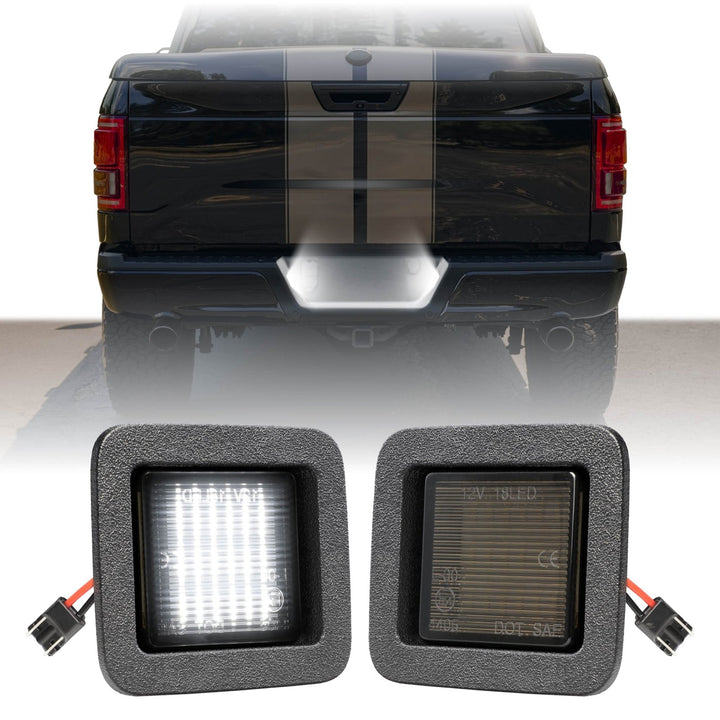 2015 - 2024 Ford F150 Pickup Truck White LED Smoke Lens License Plate Lights