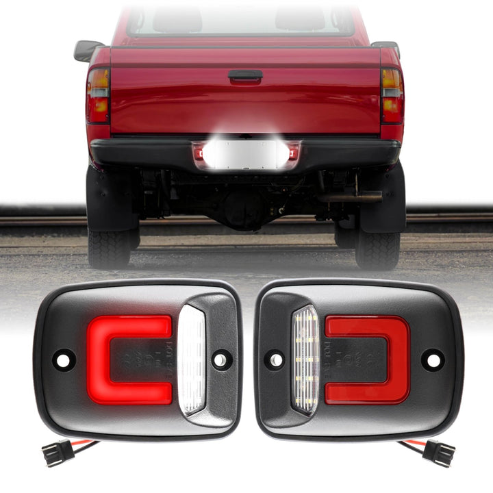 1995 - 2004 Toyota Tacoma Pickup Red "U" Shape + White LED License Plate Lights