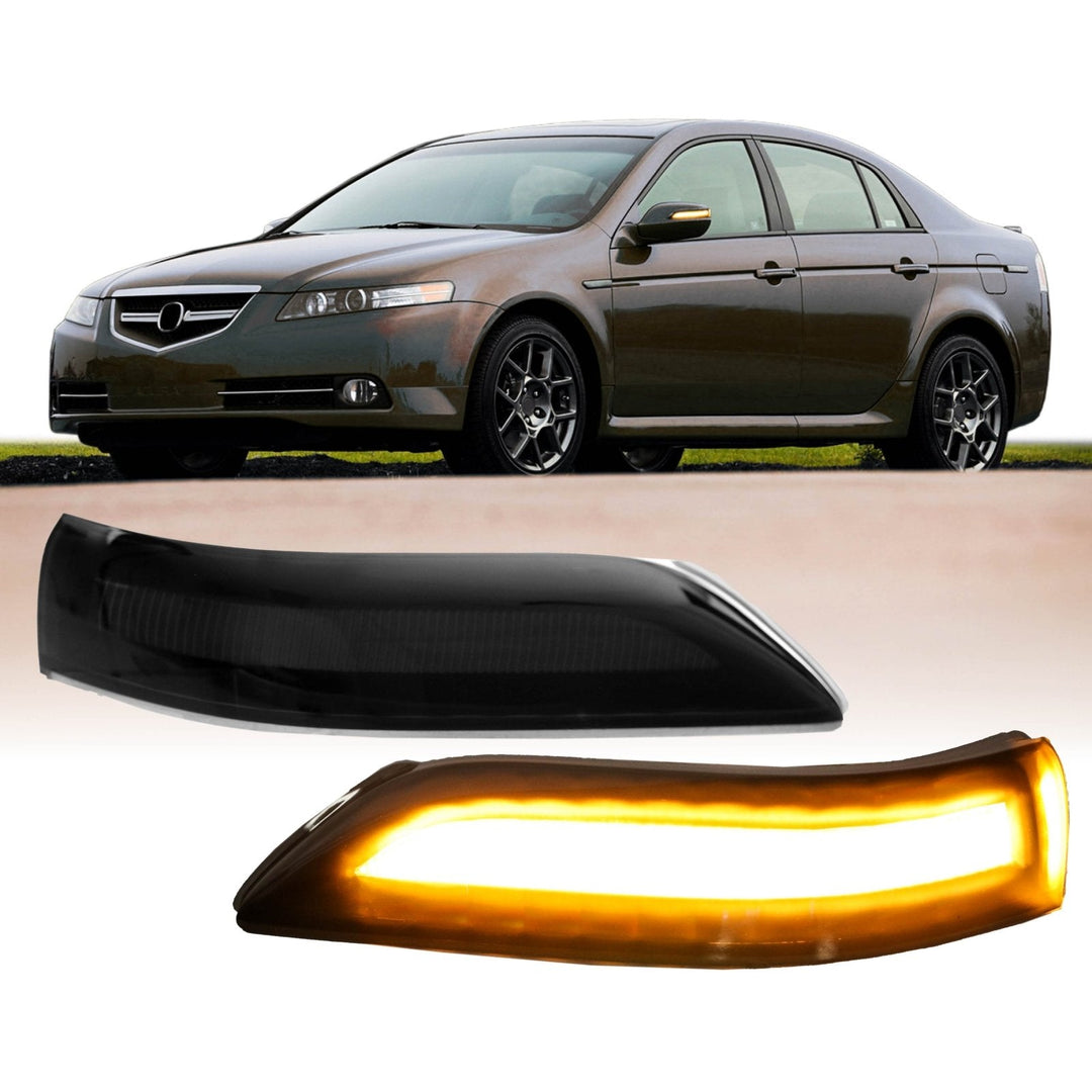 2007 - 2014 Acura TL / 2010 - 2012 Acura ZDX Dark Smoke Lens Sequential Amber LED Mirror Signal Lights