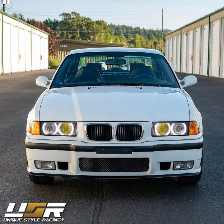 1992 - 1999 BMW E36 3 Series Yellow High Clear Low Glass Lens Hella Euro Ellipsoid Projector Headlight