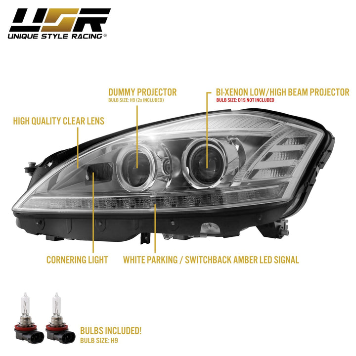 2007 - 2009 Mercedes S Class W221 Facelift Style LED Xenon D1S Projector Headlight W/ AFS For Stock BiXenon Models