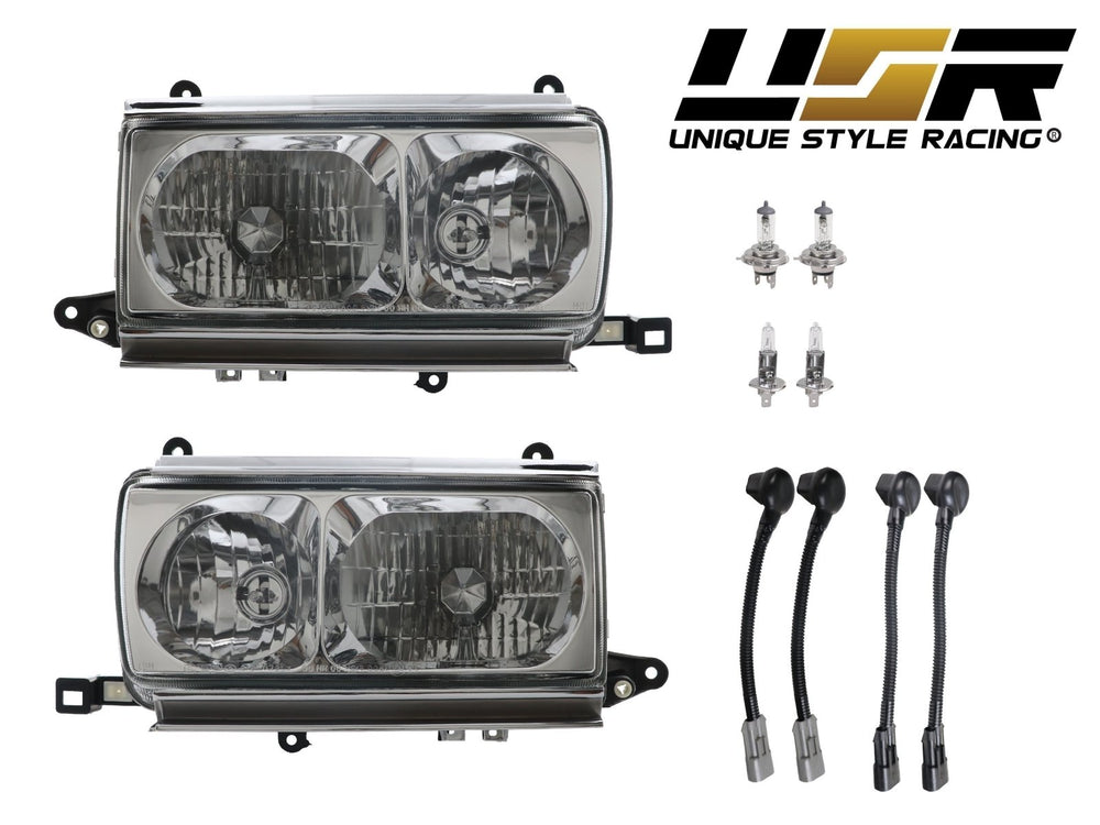 1991 - 1997 Toyota Land Cruiser FJ80 Euro Style Crystal Glass Lens Headlights w/ Optional US Spec Plug & Play Adapters