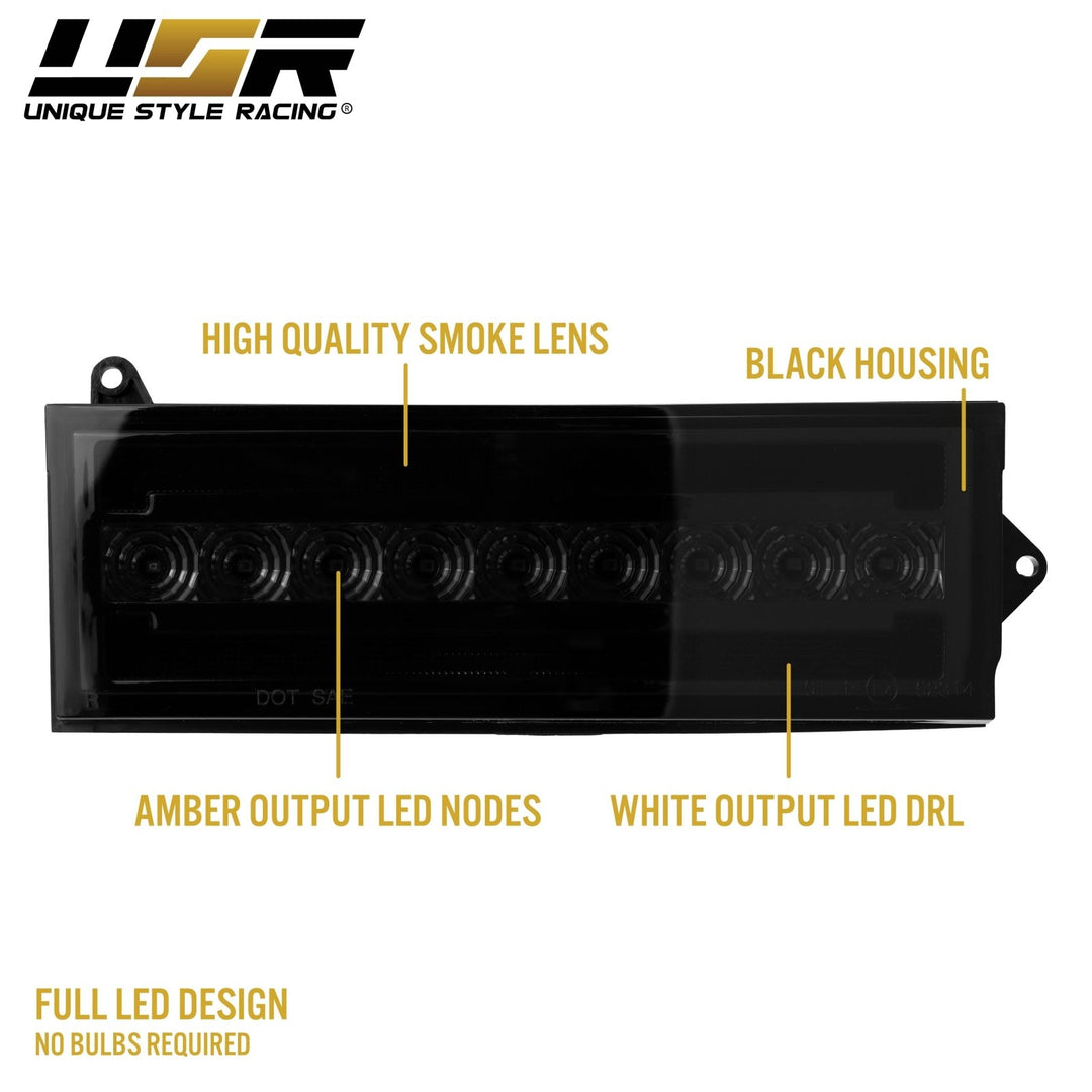 1984 - 1996 Jeep Cherokee Front Clear or Smoke Lens Switchback LED Bumper Turn Signal Light