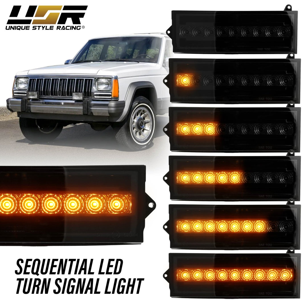 1984 - 1996 Jeep Cherokee Front Clear or Smoke Lens Switchback LED Bumper Turn Signal Light