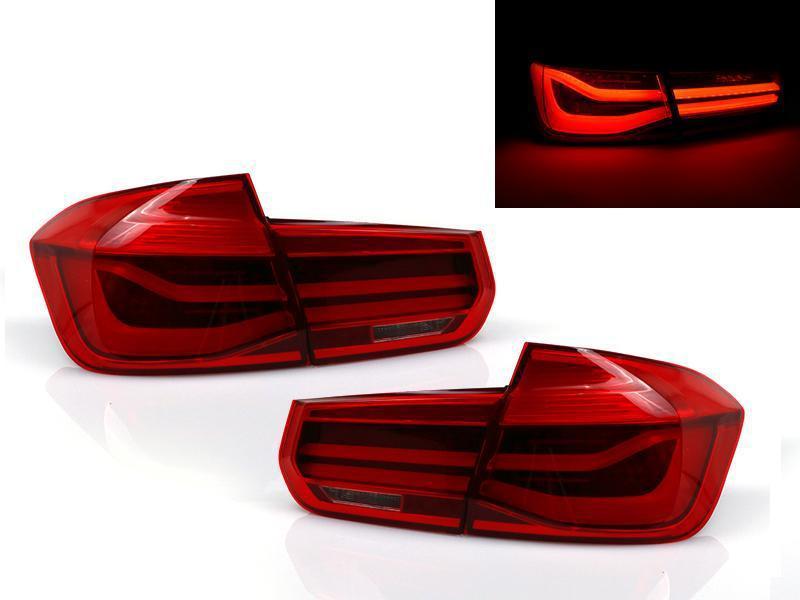 2012 - 2015 BMW 3 Series F30 4D Sedan LCI 4 Pieces LED Light Bar Rear Tail Lights OEM Red or Blackline