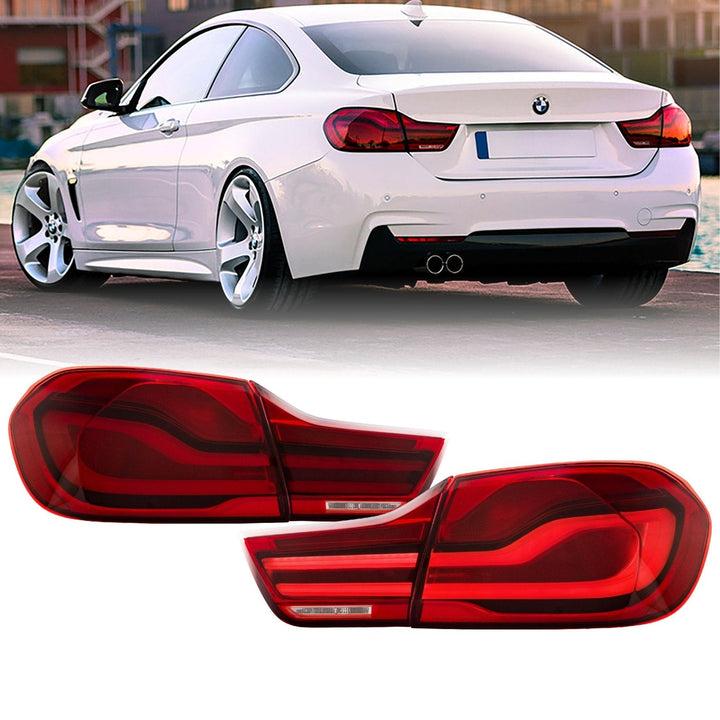 2014 - 2017 BMW 4 Series 18+ LCI OE Style LED Light Bar Red Lens 4 Piece Tail Light