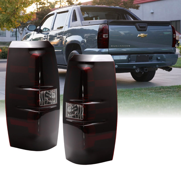 2007-2013 Chevrolet Chevy Avalanche Dark Cherry Red Lens Tail Lights