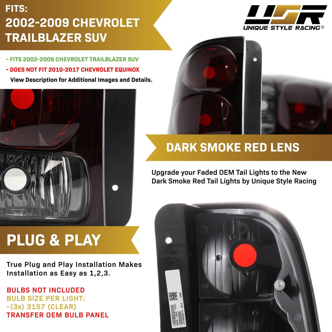 2002 - 2009 Chevrolet Trailblazer & 2007 - 2014 Chevrolet Suburban / Tahoe Dark Cherry Red Lens Tail Light