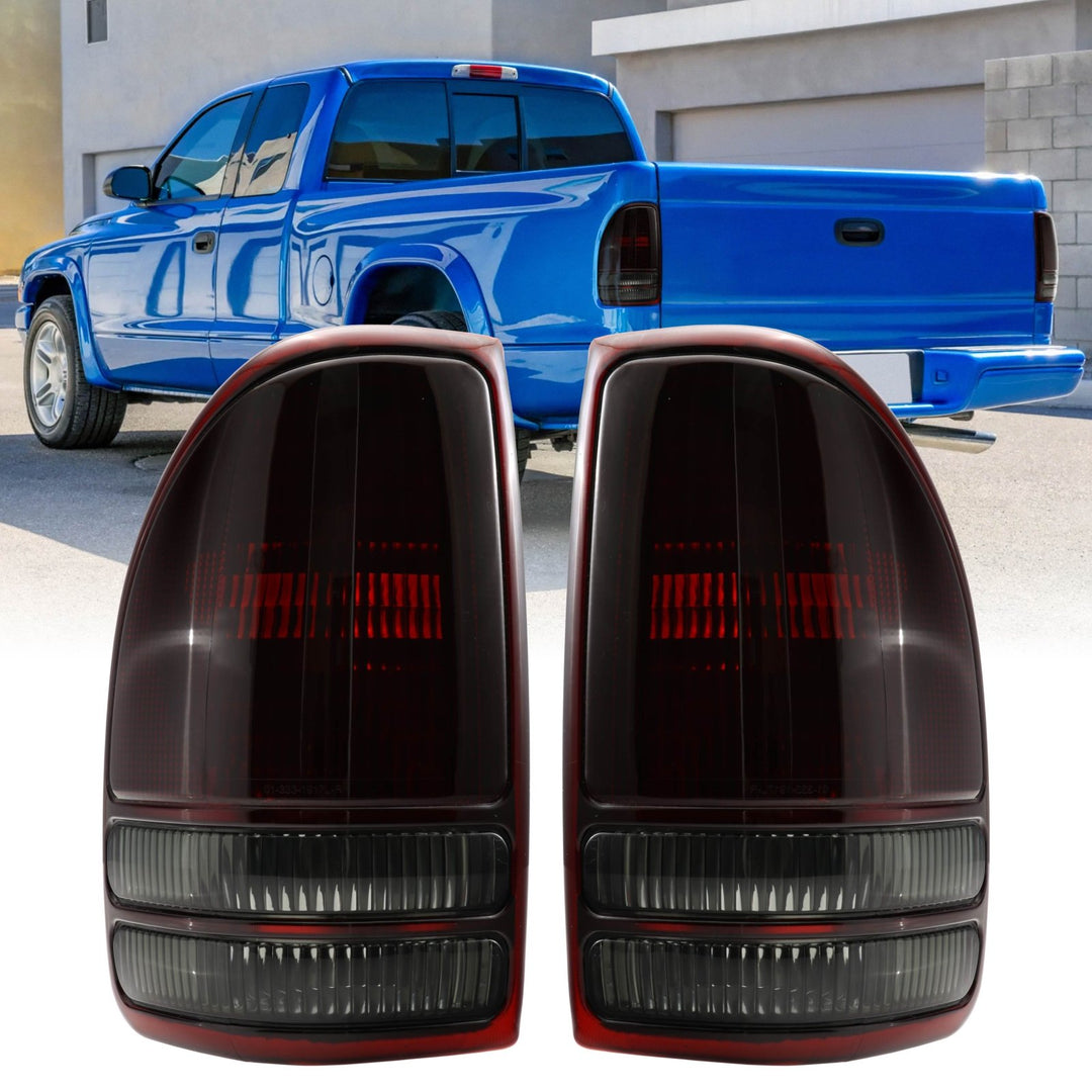 1998 - 2004 Dodge Dakota Pickup Truck Dark Red Smoked Lens Tail Lights