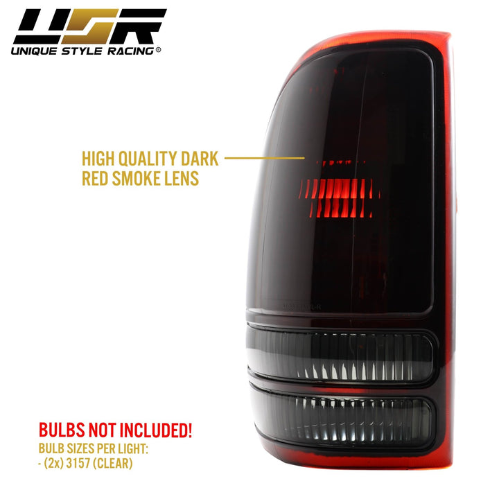 1998 - 2004 Dodge Dakota Pickup Truck Dark Red Smoked Lens Tail Lights