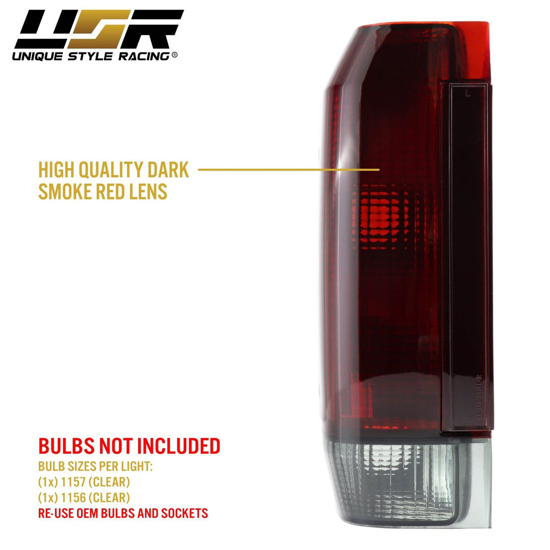 1987-1989 Ford F-150 / F-250 / F-350 & Bronco Dark Red Smoke Lens Tail Light