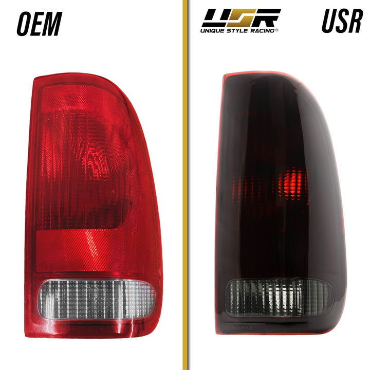 1997 - 2003 Ford F - 150 & 1999 - 2007 F - 250, F - 350, F - 450, F - 550 Super Duty Dark Red Smoke Lens Tail Lights