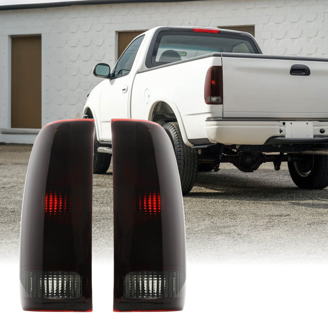 1997 - 2003 Ford F - 150 & 1999 - 2007 F - 250, F - 350, F - 450, F - 550 Super Duty Dark Red Smoke Lens Tail Lights