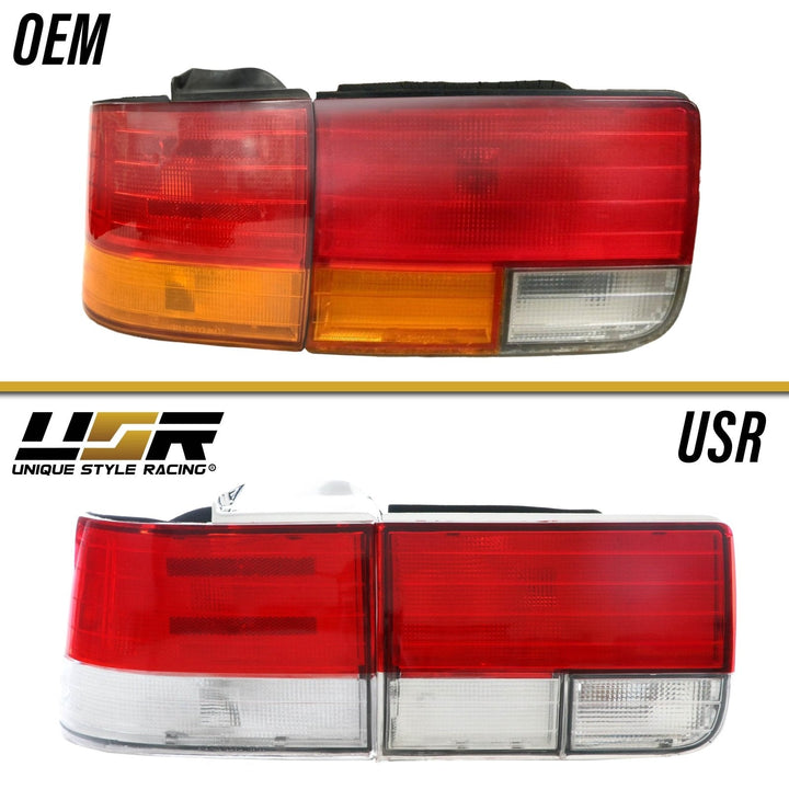 1992 - 1993 Honda Accord 4D Sedan JDM Red/Clear Lens 4 Piece Tail Lights