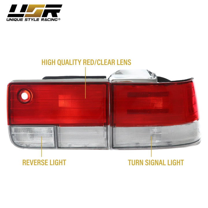 1992 - 1993 Honda Accord 4D Sedan JDM Red/Clear Lens 4 Piece Tail Lights