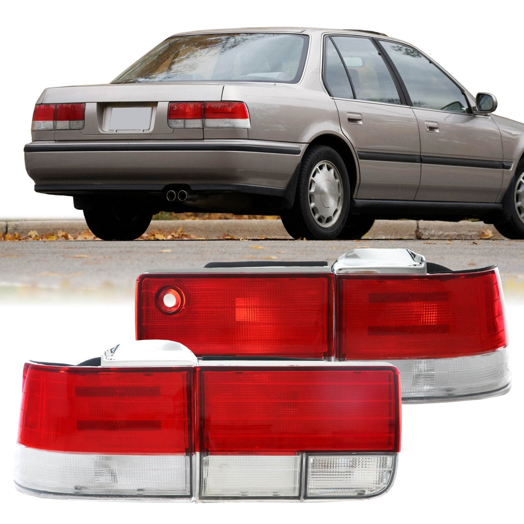 1992 - 1993 Honda Accord 4D Sedan JDM Red/Clear Lens 4 Piece Tail Lights