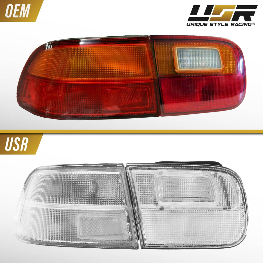 1992 - 1995 Honda Civic 2D Coupe / 4D Sedan JDM EG Style All Clear 4PC Tail Lights