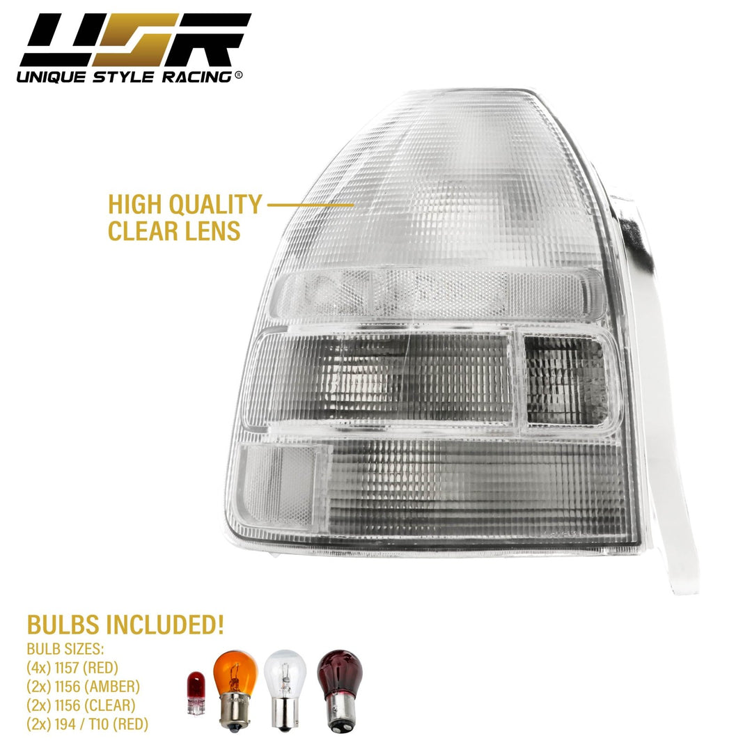 1996-2000 Honda Civic 3D Hatchback EK JDM SiR Style All Clear Lens Tail Light