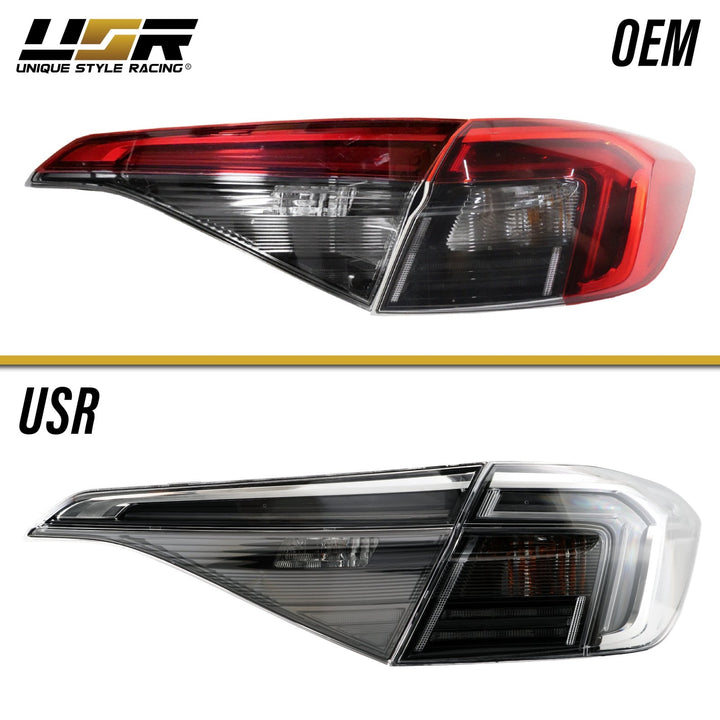 2022 - 2025 Honda Civic 4D Sedan Black Housing All Clear Lens With Built In Red LED Bars 4PC Tail Lights