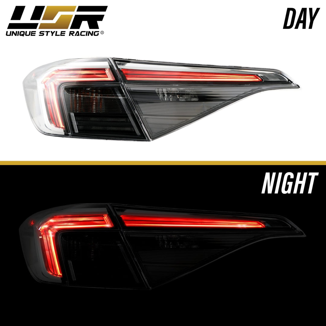 2022 - 2025 Honda Civic 4D Sedan Black Housing All Clear Lens With Built In Red LED Bars 4PC Tail Lights