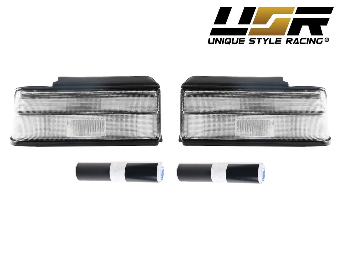 1990 - 1991 Honda Civic 4D Sedan JDM SiR Style All Clear Tail Light + Black Center Panel Wrap