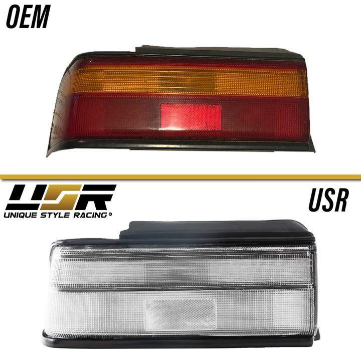 1990 - 1991 Honda Civic 4D Sedan JDM SiR Style All Clear Tail Light + Black Center Panel Wrap