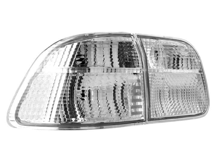 1999 - 2000 Honda Civic 4D Sedan EK JDM Style All Clear Lens Tail Light Inner + Outer, total of 4 Pieces