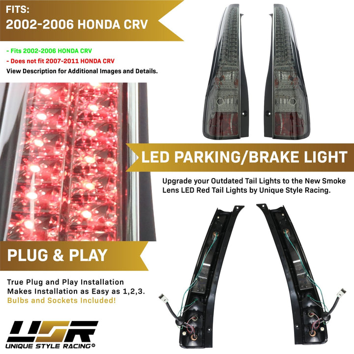 2002 - 2006 Honda CR - V CRV Smoke Lens LED Tail Lights